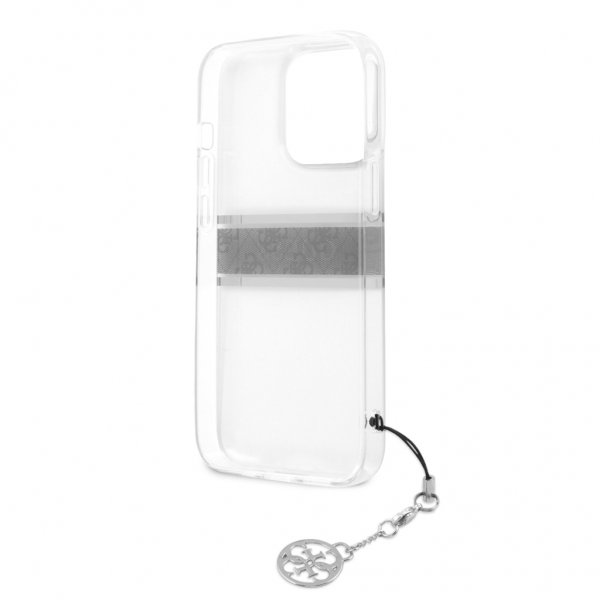 Guess iPhone 13 Pro -suojakuori Stripe Charm, harmaa