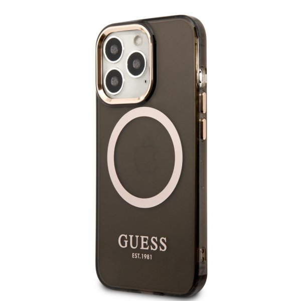 Guess iPhone 13 Pro -läpinäkyvä MagSafe-suojakuori, musta