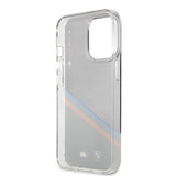 BMW iPhone 13 Pro -suojakuori, Tricolor Stripe, läpinäkyvä, musta