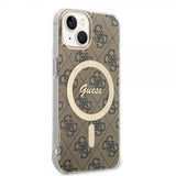 Guess iPhone 13 Kuori 4G Pattern MagSafe Ruskea