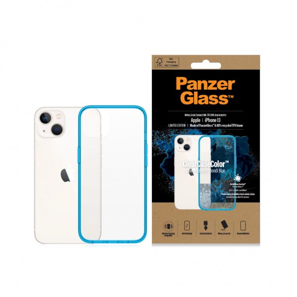 PanzerGlass iPhone 13 ClearCase Bondi Blue -suojakuori