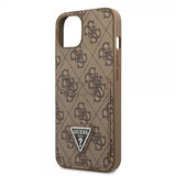 Guess iPhone 13 Kuori Double Cardslot Metal Triangle Ruskea