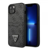 Guess iPhone 13 Kuori Double Cardslot Metal Triangle Musta