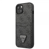 Guess iPhone 13 Kuori Double Cardslot Metal Triangle Musta