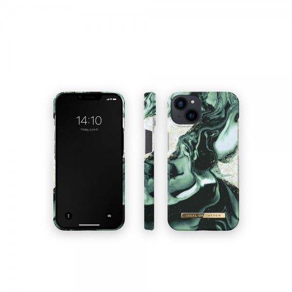 Ideal of Sweden iPhone 13 Kuori Fashion Case Golden Olive Marble