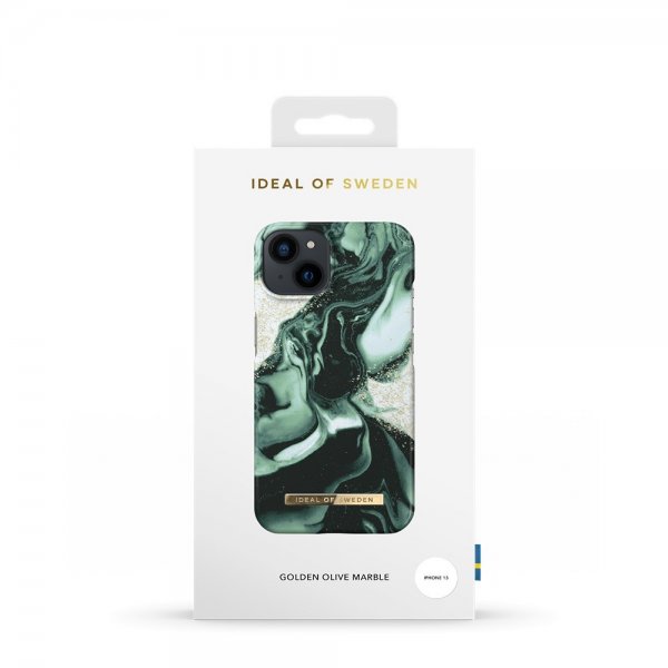 Ideal of Sweden iPhone 13 Kuori Fashion Case Golden Olive Marble