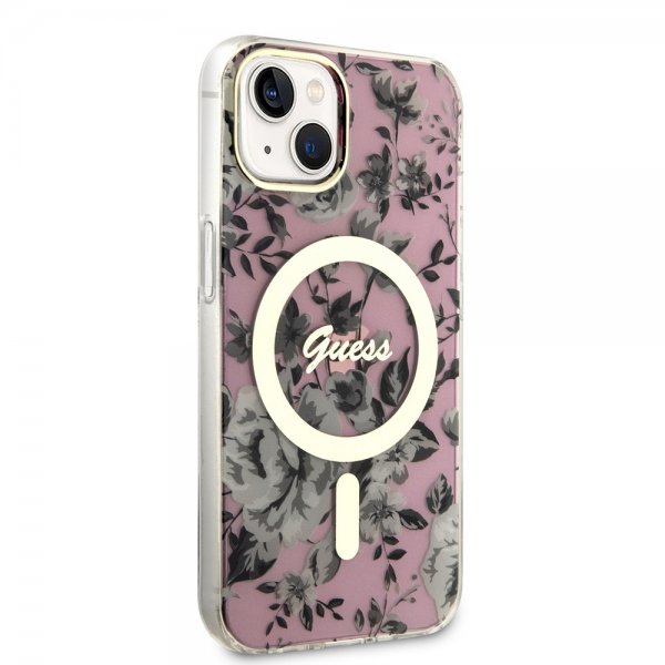 Guess iPhone 13 Kuori Flower MagSafe Ruusu