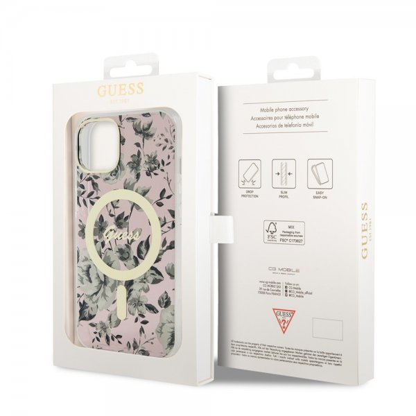 Guess iPhone 13 Kuori Flower MagSafe Ruusu