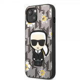 Karl Lagerfeld iPhone 13 Kuori Flower Monogram Iconic Patch Harmaa