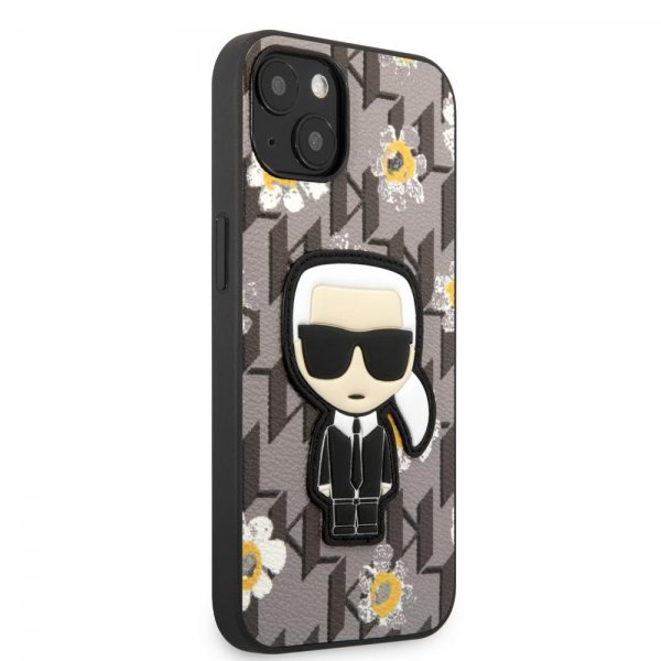 Karl Lagerfeld iPhone 13 Kuori Flower Monogram Iconic Patch Harmaa