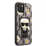 Karl Lagerfeld iPhone 13 Kuori Flower Monogram Iconic Patch Harmaa