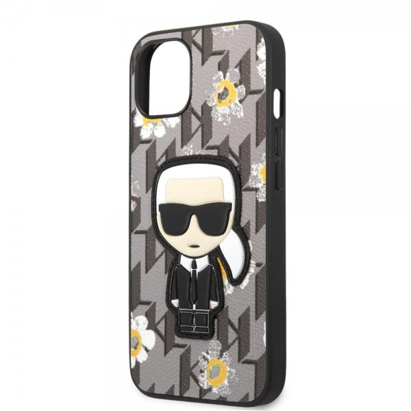 Karl Lagerfeld iPhone 13 Kuori Flower Monogram Iconic Patch Harmaa