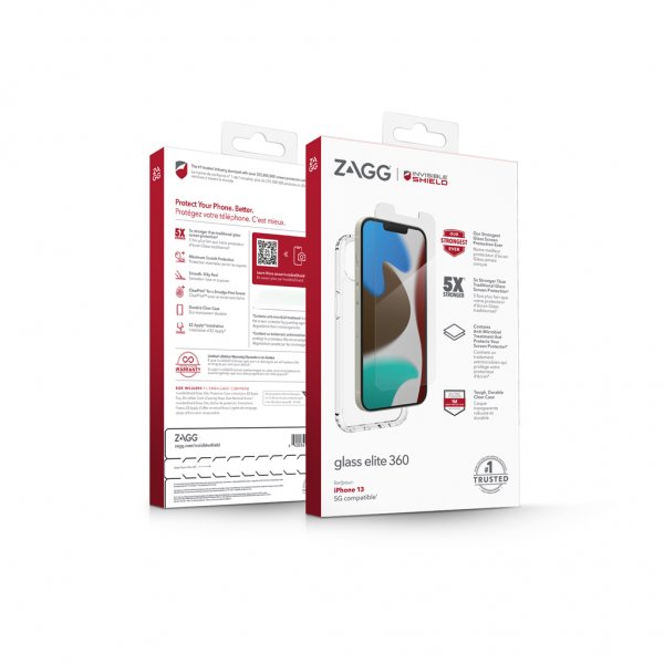 ZAGG InvisibleShield iPhone 13 -kuori ja Glass Elite 360 -näytönsuoja