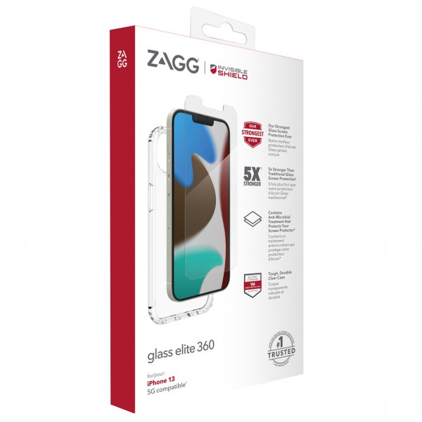 ZAGG InvisibleShield iPhone 13 -kuori ja Glass Elite 360 -näytönsuoja