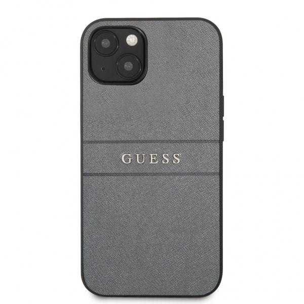Guess iPhone 13 Kuori Hot Stamp Metal Logo Harmaa