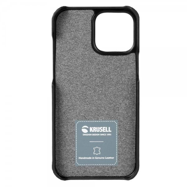 Krusell iPhone 13 -kuori, nahkainen korttisuoja, Vintage Black