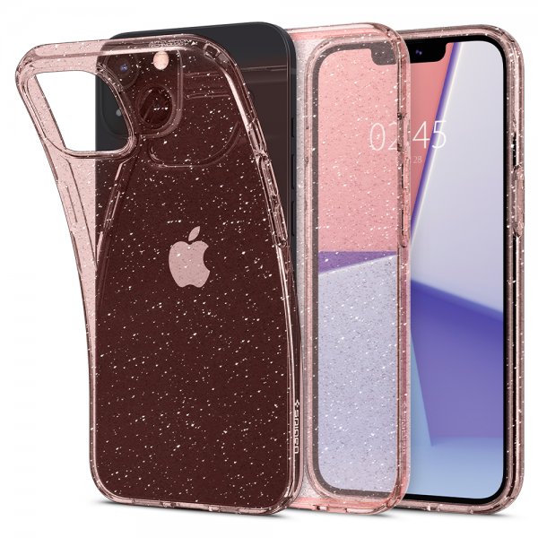 Spigen iPhone 13 -kuori Liquid Crystal Glitter Rose Quartz