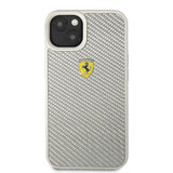 Ferrari iPhone 13 Kuori Aito Hiilikuitu Metalli Logo Hopea