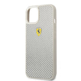 Ferrari iPhone 13 Kuori Aito Hiilikuitu Metalli Logo Hopea