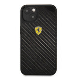 Ferrari iPhone 13 Kuori Aito Hiilikuitu Metalli Logo Musta