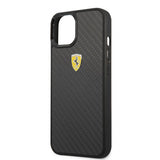 Ferrari iPhone 13 Kuori Aito Hiilikuitu Metalli Logo Musta