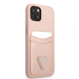 Guess iPhone 13 -kuori Saffiano Double Cardslot, ruusukulta
