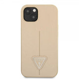 Guess iPhone 13 Kuori Saffiano Metal Triangle Beige