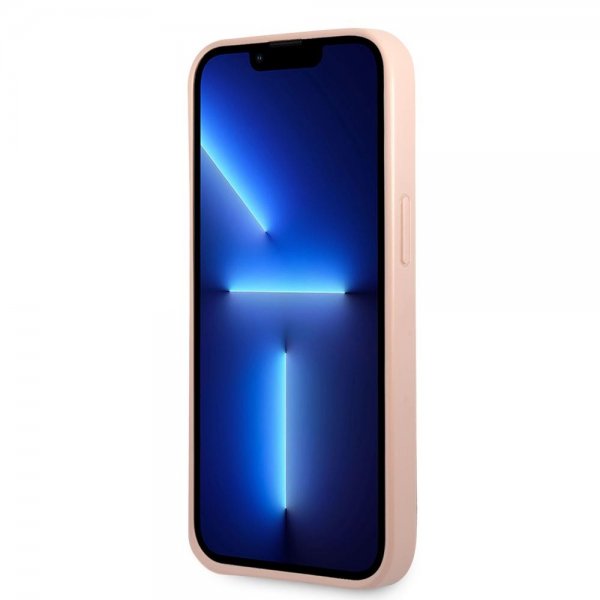 Guess iPhone 13 Kuoret Saffiano Metal Triangle Pinkki