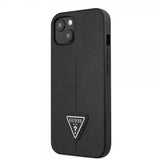 Guess iPhone 13 Suojakuori Saffiano Metal Triangle Musta