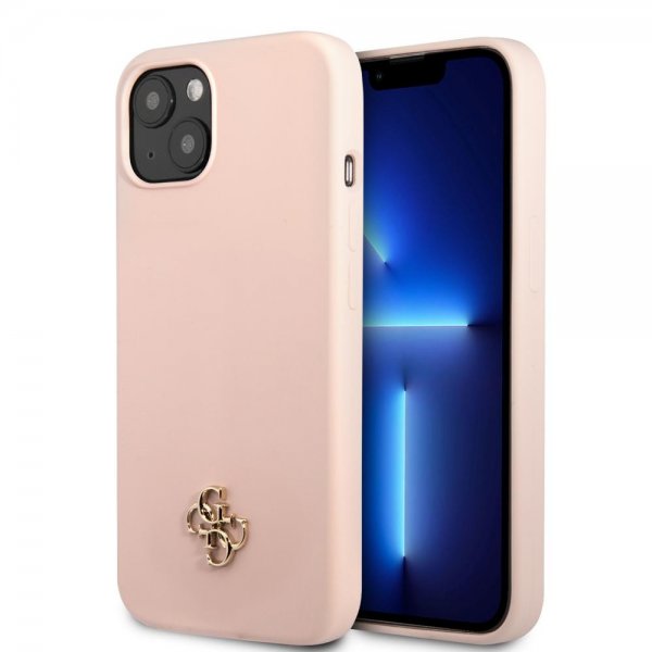 Guess iPhone 13 Kuori Silicone Metal Logo 4G Light Pink
