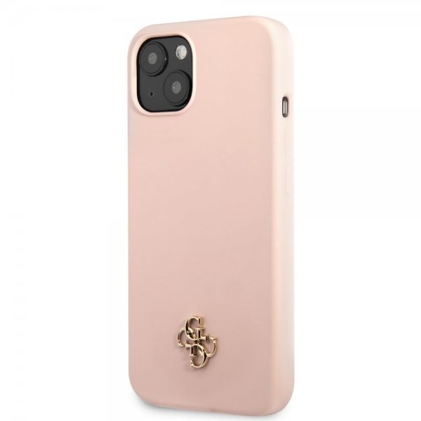 Guess iPhone 13 Kuori Silicone Metal Logo 4G Light Pink