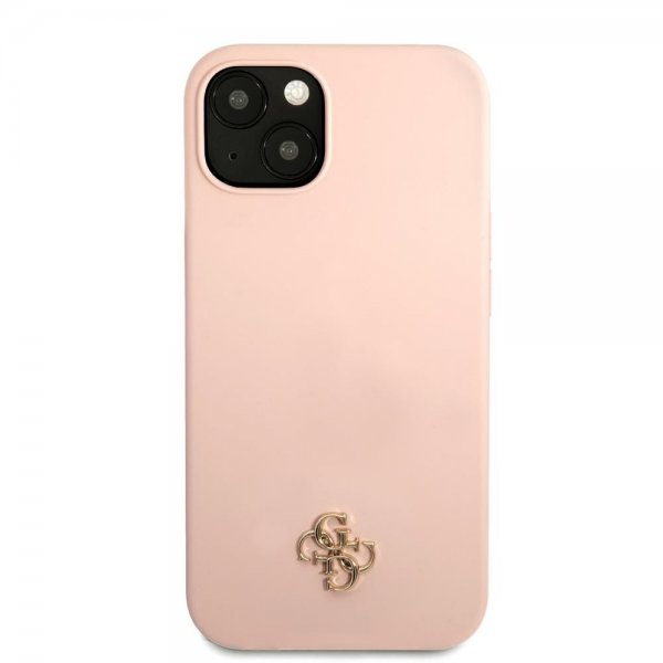 Guess iPhone 13 Kuori Silicone Metal Logo 4G Light Pink