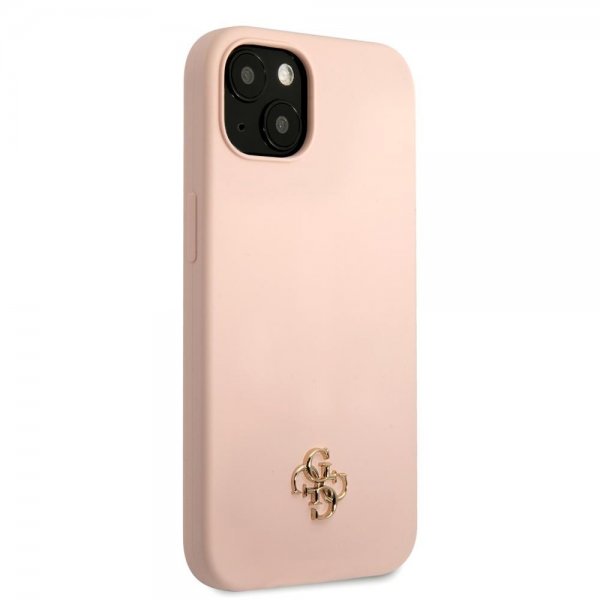 Guess iPhone 13 Kuori Silicone Metal Logo 4G Light Pink