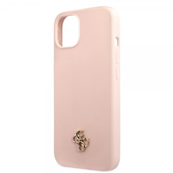 Guess iPhone 13 Kuori Silicone Metal Logo 4G Light Pink