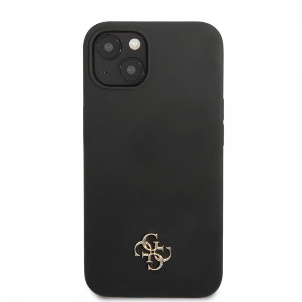 Guess iPhone 13 Kuori Silikoni Metalli Logo 4G Musta