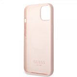 Guess iPhone 13 -kuori Silicone Metal Plate MagSafe, pinkki