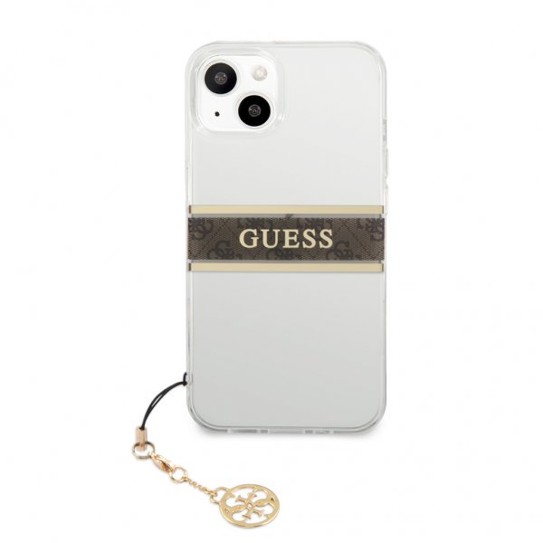 Guess iPhone 13 Kuori Stripe Charm Ruskea