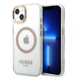 Guess iPhone 13 Kuori Läpinäkyvä MagSafe Kulta Läpinäkyvä