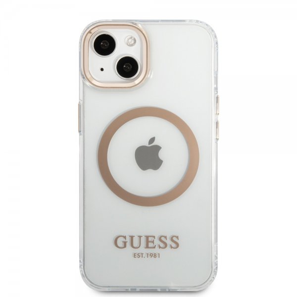 Guess iPhone 13 Kuori Läpinäkyvä MagSafe Kulta Läpinäkyvä