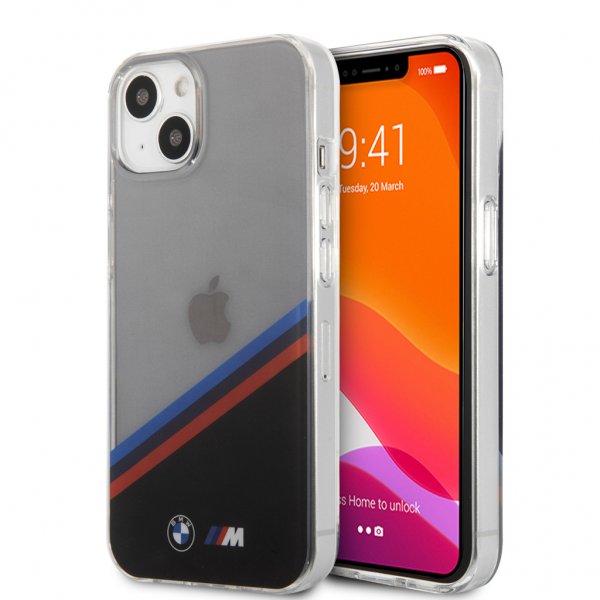 BMW iPhone 13 Kuori Tricolor Stripe Läpinäkyvä Musta