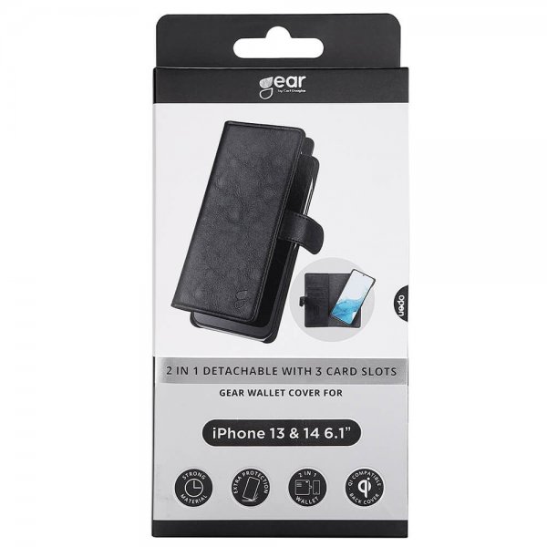 Gear iPhone 13/14 Kotelo 2-in-1 Irrotettava kolmella korttipaikalla Musta