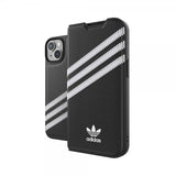 Adidas iPhone 14 -suojakotelo 3 Stripes Booklet Case, musta/valkoinen