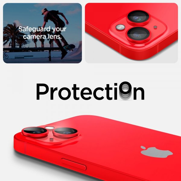 Spigen iPhone 14/iPhone 14 Plus Kamerasuojus GLAS.tR EZ Fit Optik Pro Punainen 2-pakkaus