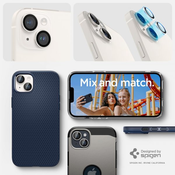 Spigen iPhone 14/iPhone 14 Plus Kameransuoja GLAS.tR EZ Fit Optik Pro Starlight 2-pack