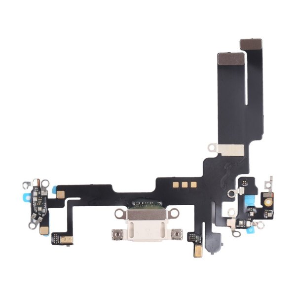 iPhone 14 latausliitin joustokaapelilla, alkuperäinen - Valkoinen