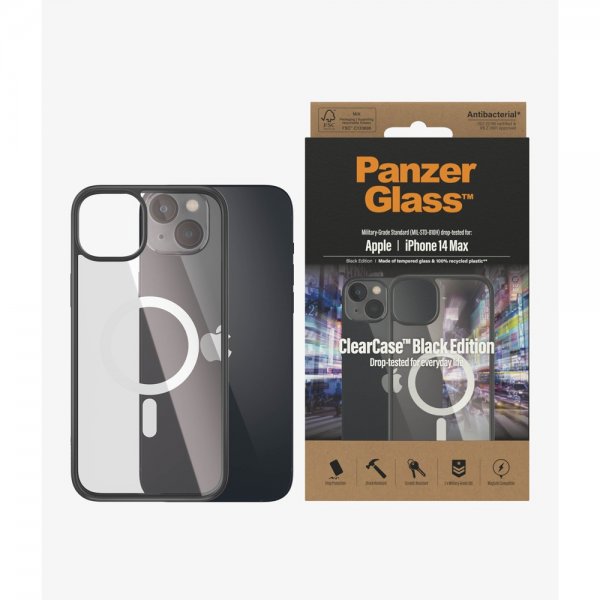 PanzerGlass iPhone 14 Plus -suojakuori ClearCase Black Edition MagSafe