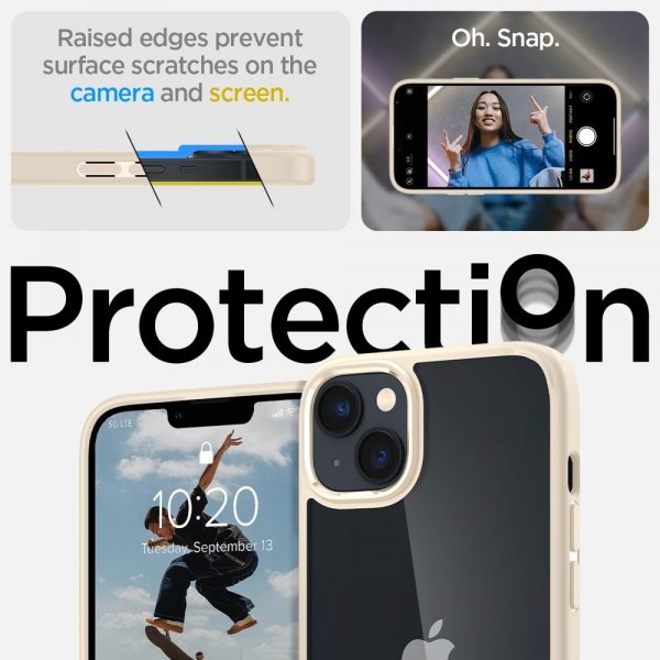 Spigen iPhone 14 Plus -suojakuori Crystal Hybrid Sand Beige