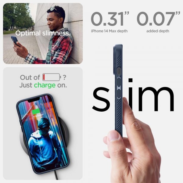 Spigen iPhone 14 Plus Suojakuori Liquid Air Navy Blue