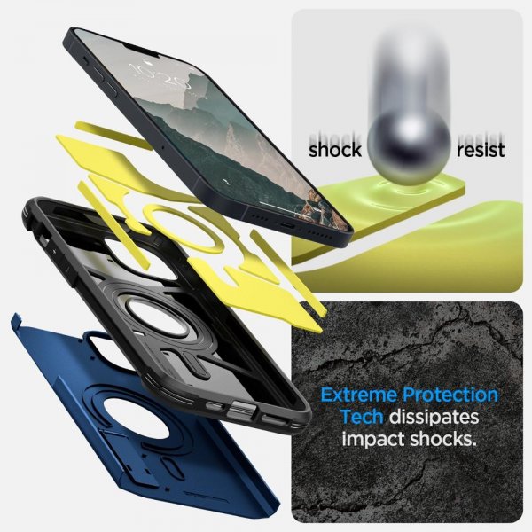 Spigen iPhone 14 Plus -suojakuori Tough Armor MagFit, laivastonsininen