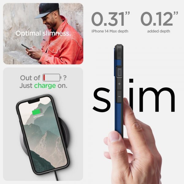 Spigen iPhone 14 Plus -suojakuori Tough Armor MagFit, laivastonsininen